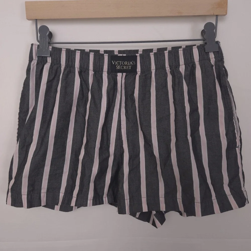 Victorias Secret Womens Striped Cotton Sleep Short XS Black‎ Pink Lounge